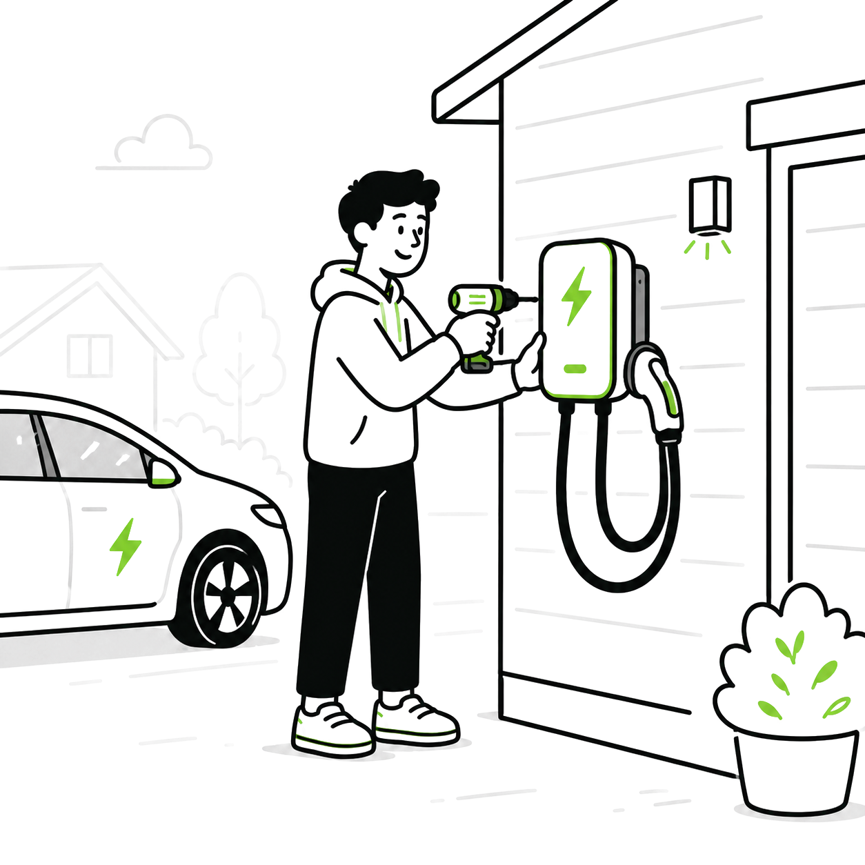 EV owner installing a home wall charger